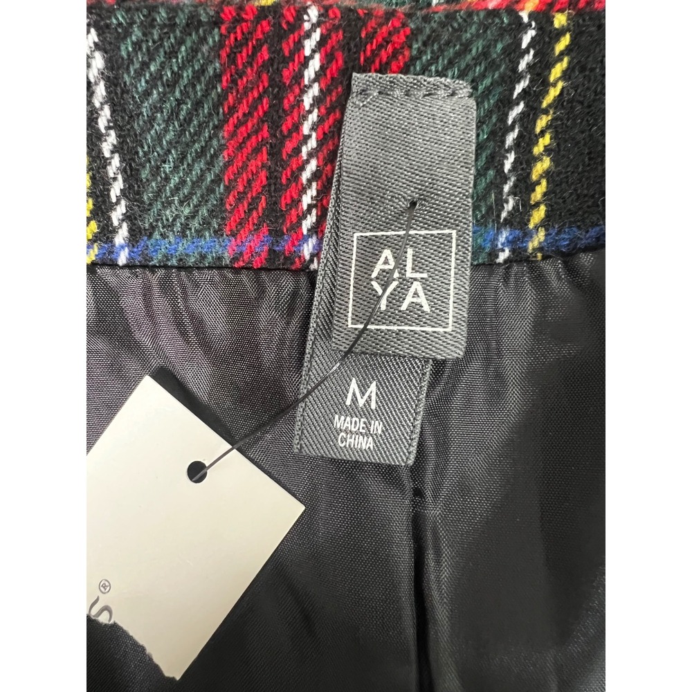 Alya Plaid Mini Wrap Skirt Red Green Navy Tartan Snap Ring Detail Womens Medium - Picture 4 of 8
